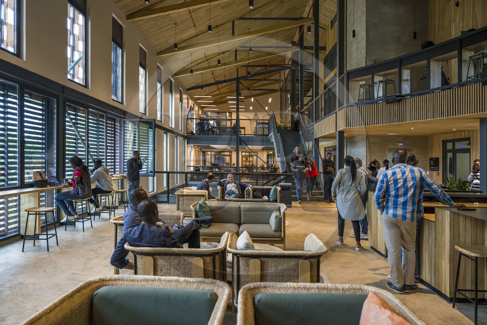 Rwanda, Kigali, centre ville, Norrsken House Kigali, Le plus grand hub d'Afrique pour l'entrepreneuriat, par l'agence d'architecture Mass Design Group