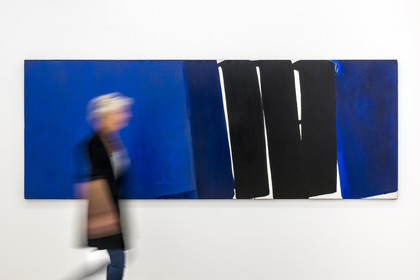 France, Herault, Montpellier, historic center, Fabre museum, rooms dedicated to the artist Pierre Soulages (1919-2022), painting 130x349cm, August 16, 1971