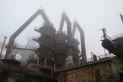 France, Moselle (57), Vallée de la Fensch, usine sidérurgique d'Uckange, Parc du Haut-fourneau U4