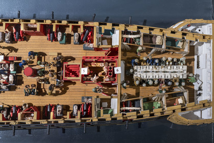 France, Morbihan, Port-Louis, Port Louis Citadel, museum of the Compagnie des Indes, model of the ship Le Soleil d'Orient, the first large commercial vessel built in Lorient on behalf of the Compagnie des Indes at the end of the 17th century