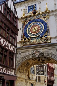 France, Seine-Maritime (76), Rouen, le Gros-Horloge, horloge astronomique avec un mécanisme du XIVe siècle et un cadran du XVIe siècle