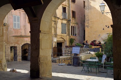 France, Corse du Sud, Bonifacio, Upper Town, the loggia in front of St. Mary Major Church