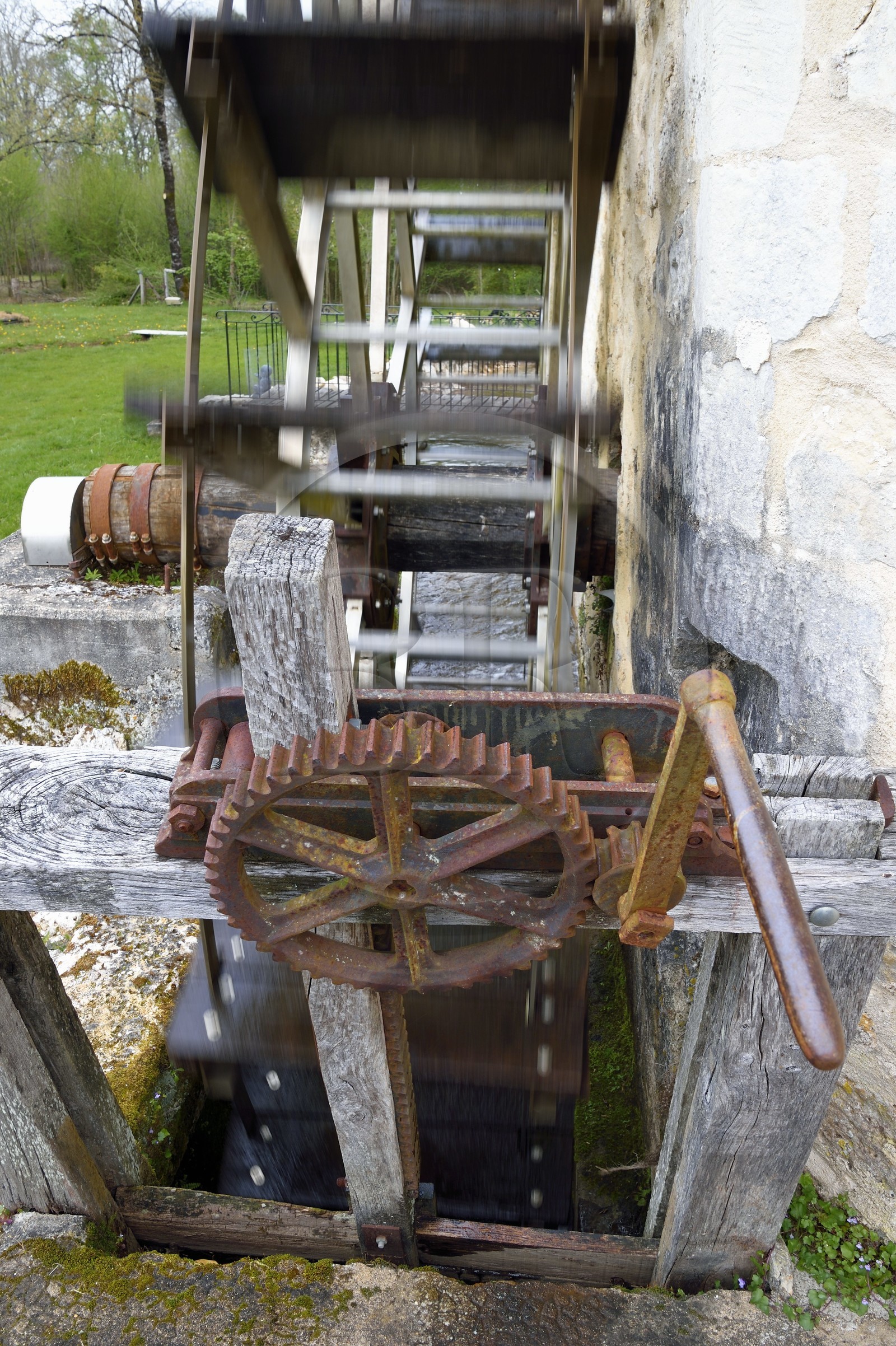 France, Charente (16), Pranzac, roue du moulin du Millaguet