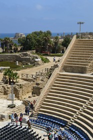 Israel, Haifa District, Caesarea (Caesarea Maritima), ruins of Caesarea, the roman theatre from Herod the Great