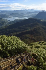 Sri Lanka, center province, Dalhousie, landscape on Maussakelle reservoir from the top of Adam's Peak and the steps