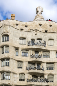 Spain, Catalonia, Barcelona, Eixample district, Passeig de Gracia, Pedrera or Casa Mila (1905-1910) by the Catalan modernist architect Antoni Gaudi, UNESCO World Heritage site