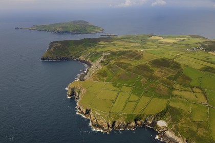United Kingdom, England, Isle of Man the southernmost point of the island and the Calf of Man island (aerial view)