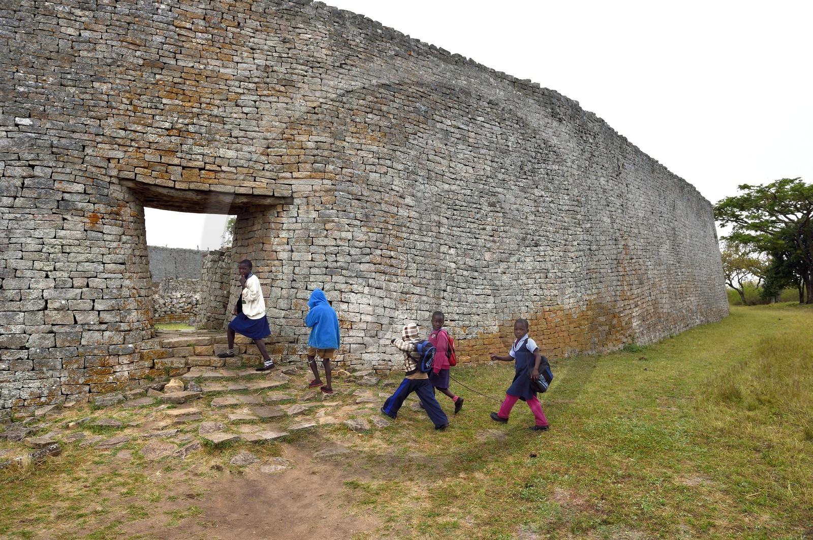 Zimbabwe, Masvingo province, the ruins of the archaeological site of Great Zimbabwe, UNESCO World Heritage List, 10th-15th century, exterior wall west entrance of the Great Enclosure