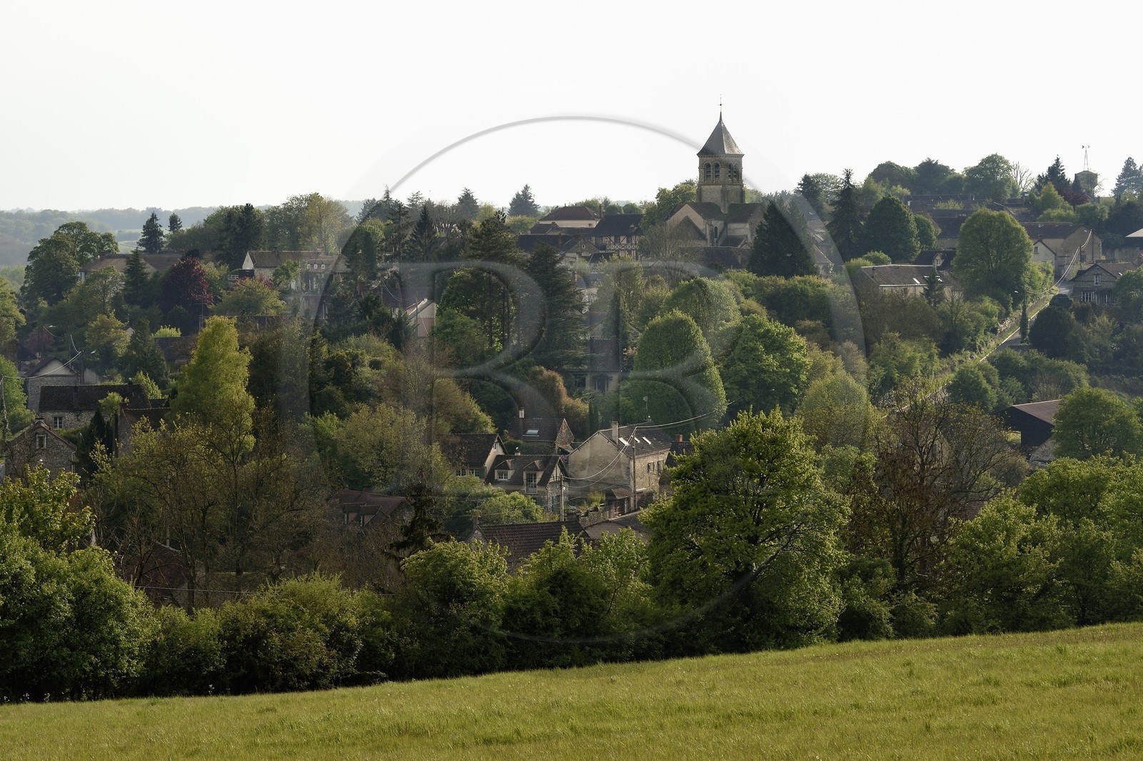 France, Yvelines (78), Montchauvet dominé par l'église Sainte Marie-Madeleine