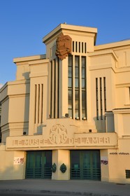 France, Pyrenees Atlantiques, Basque Country, Biarritz, the Art Deco Aquarium and Sea Museum built in 1933, octopus on the frontispiece