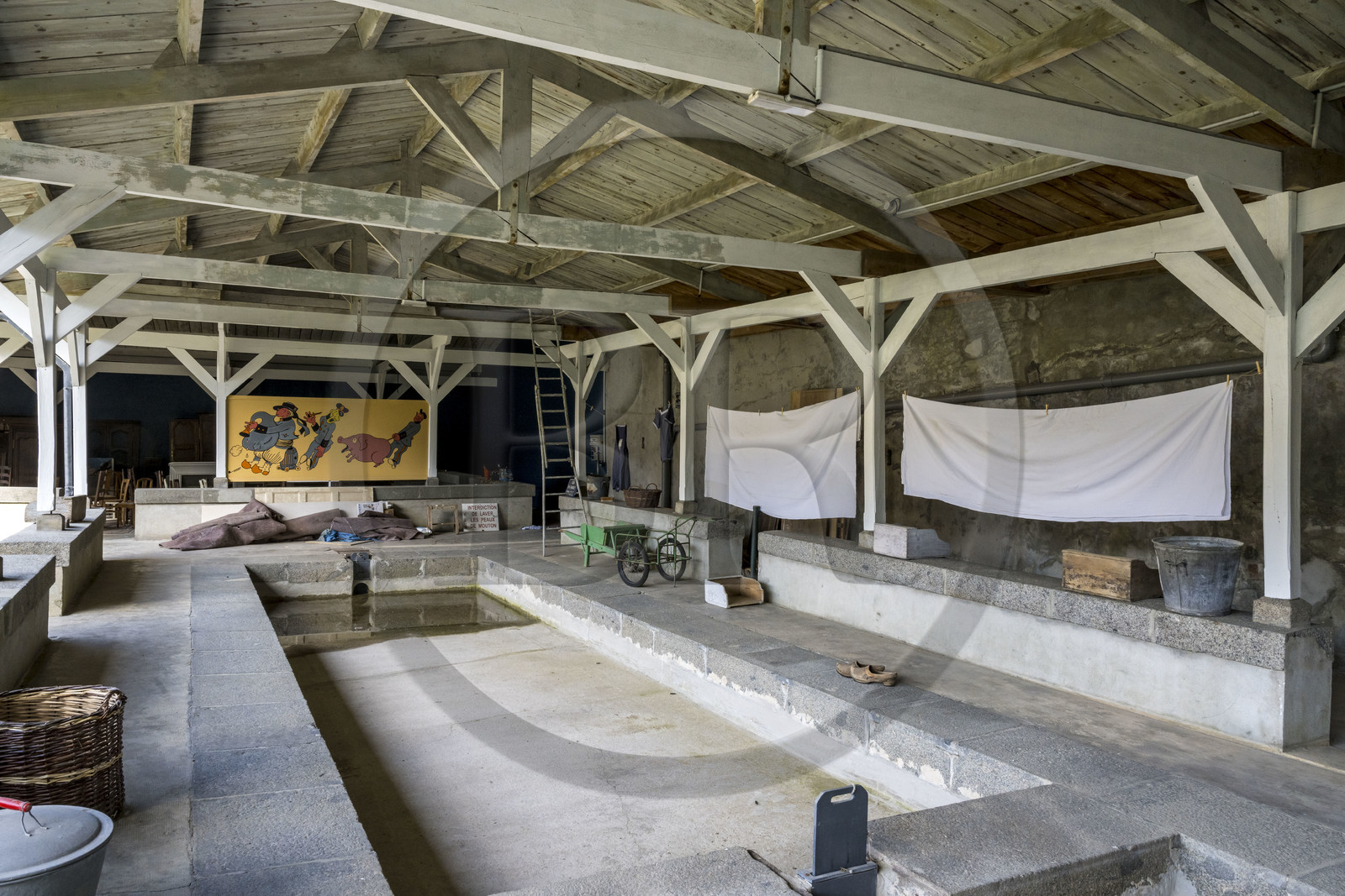 France, Finistère (29), Brest, la Saint Malo dans le vallon du Pontaniou en contrebas du plateau des Capucins dans le quartier de Recouvrance, lavoir de Pontaniou