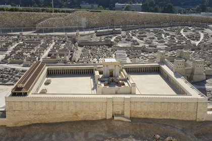 Israel, Jerusalem, Guivat Ram quarter, Israel Museum, model of Jerusalem in the Second Temple Period built by Herod the Great, replica of Herod's Temple