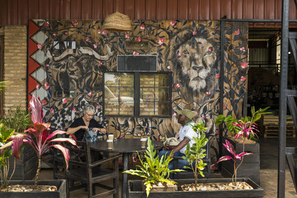 Rwanda, Eastern Province, Imigongo Art Center, Coffee shop and sale of organic vegetables on the road to Kayonza