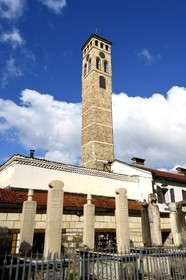 Bosnie-Herzégovine, Sarajevo, quartier de Bascarsija dans la vieille ville, la Mosquée de Gazi Husrev-beg (Gazi Husrevbegova dzamija en bosniaque), Tour de l'horloge