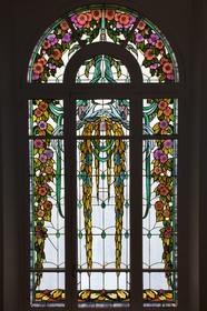 France, Alpes de Haute Provence, Ubaye valley, Jausiers, mexican villa known as Villa Javelly, stained glass created by master glassmaker Gruber of the Nancy School