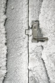 Norway, Svalbard, Spitzbergen, Longyearbyen, Svalbard Global Seed Vault (Seed Bank), antechamber of the 3 storage areas dug in the rock and at a constant temperature of -4°C provided by the permafrost, access door at the storage room artificially maintained at -18°C