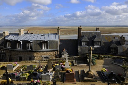 France, Manche, Mont Saint Michel, listed as World Heritage by UNESCO, the cemetery of Saint Pierre parish church