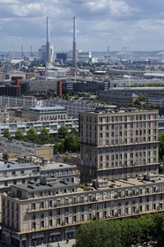 France, Seine Maritime, Le Havre, Downtown rebuilt by Auguste Perret listed as World Heritage by UNESCO, Perret buildings and the port in the background