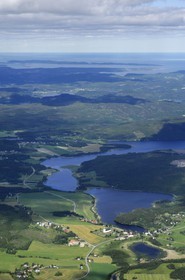Sweden, Västernorrlands, Noraströms landskommun North of Härnösand, the village of Torrom and the Baltic Sea (aerial view)