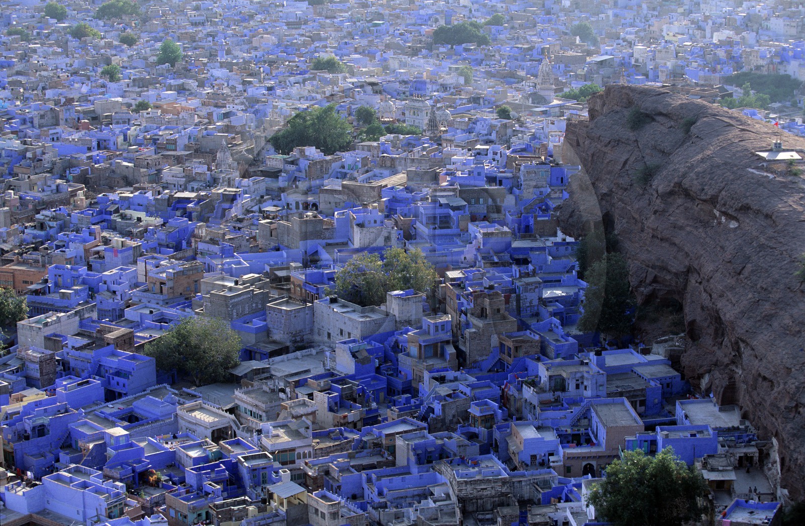 Inde, état du Rajasthan, Jodhpur, la ville bleue au pied de la forteresse de Mehrangarth
