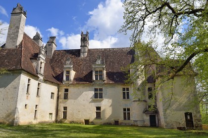 France, Dordogne, Périgord Vert, Villars, Renaissance style Puyguilhem castle, the rear facade