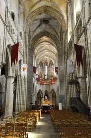 France, Cotes-d'Armor, Treguier, Saint Tugdual cathedral nave