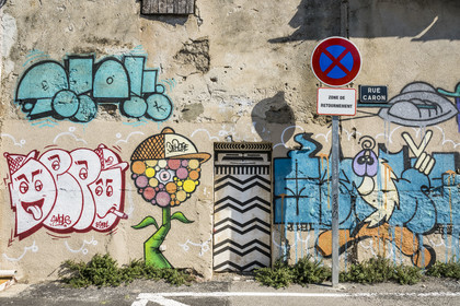 France, Hérault (34), Sète, le Quartier Haut, peintures murales rue Caron