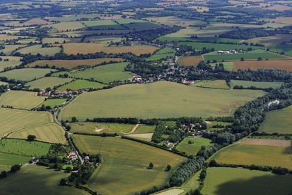 United Kingdom, England, Essex, fields of the countryside west of Colchester (aerial view)