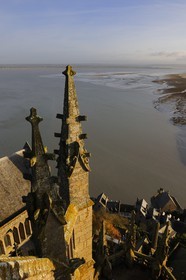 France, Manche, the abbey of Mont Saint Michel, listed as World Heritage by UNESCO, the Church and the bay