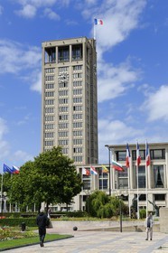 France, Seine Maritime, Le Havre, Downtown rebuilt by Auguste Perret listed as World Heritage by UNESCO, the City Hall of Perret (1958)