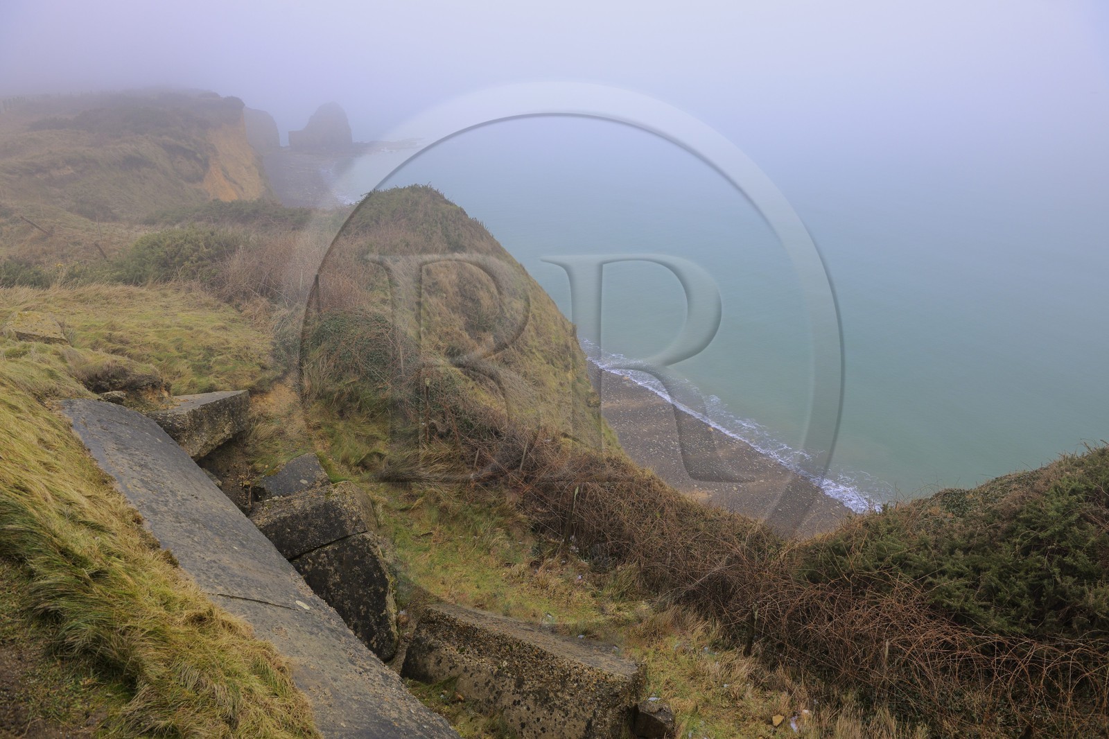 France, Calvados, Grandcamp Maisy, Pointe du Hoc blockhaus