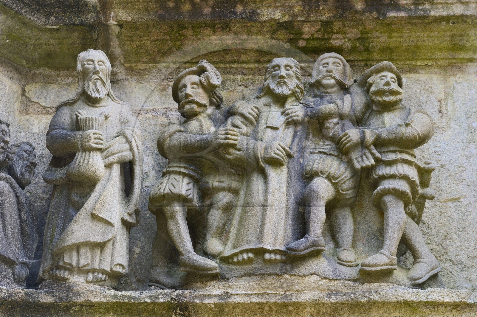 France, Finistère (29), Guimiliau, le calvaire dans l'enclos paroissial