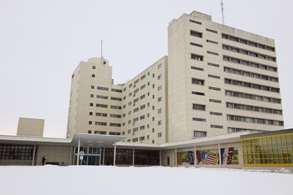 France, Manche, Cotentin, Saint Lo, memorial hospital listed monument historique, mosaic fresco by Fernand Leger