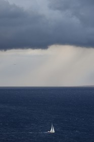France, Bouches du Rhone, Marseille, sailboat in the harbor