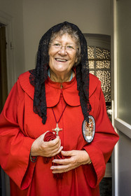 France, Alpes-Maritimes, Nice, listed as World Heritage by UNESCO, Old Nice, chapel of the Most Holy Trinity (Très-Sainte-Trinité) and the Holy Shroud which belongs to the brotherhood of the Red Penitents, Marie-Odile Martin