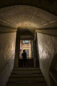 France, Alpes-Maritimes, Nice, listed as World Heritage by UNESCO, Old Nice, Palais des Cais de Gilette from the 17th century, the stairwell with grotesque decoration