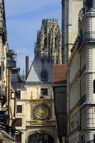 France, Seine Maritime, Rouen, Gros Horloge street in the historical center