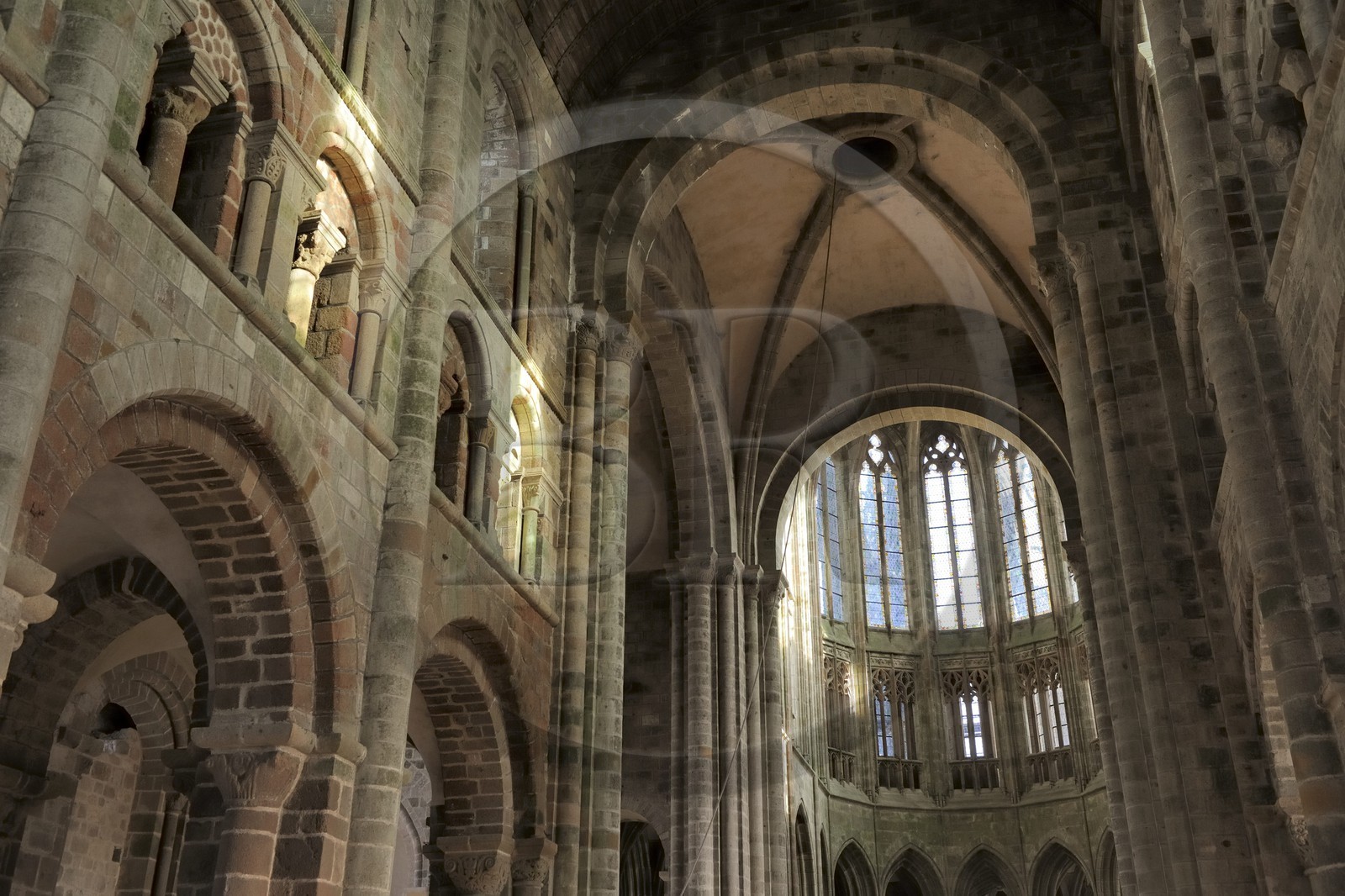 France, Manche, the abbey of Mont Saint Michel, listed as World Heritage by UNESCO, nave of the Abbey Church