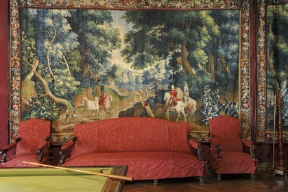 France, Indre-et-Loire (37), Vallée de la Loire classée Patrimoine Mondial de l' UNESCO, château d' Azay-le-Rideau, salle du billard