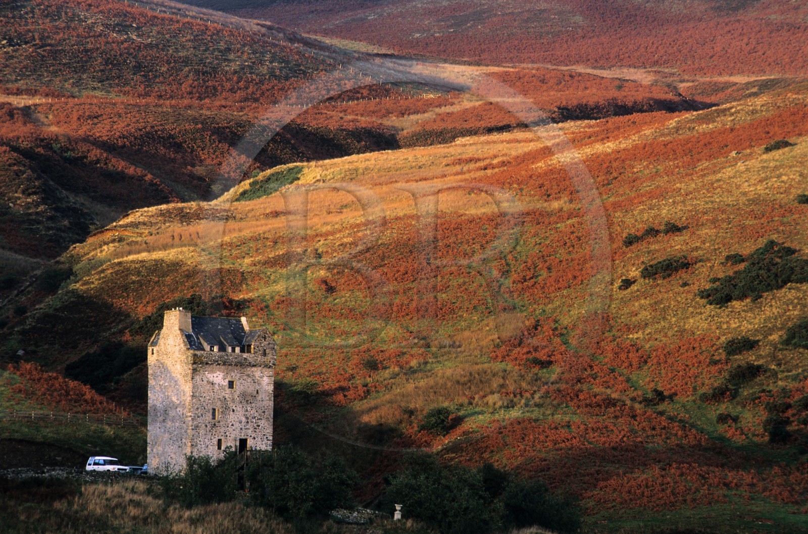 Royaume-Uni, Ecosse, région des Borders, Selkirkshire, Ettrickbridge, tour fortifiée du 15ème siècle