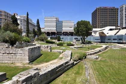 France, Bouches du Rhone, Marseille, Center Bourse, the history museum of Marseille, remains of the ancient port (Greek ruins)
