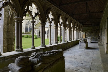 France, Cotes-d'Armor, Treguier, Saint Tugdual cathedral cloister, recumbent statues