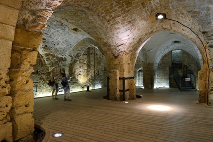 Israel, North district, Galilee, Acre (Akko), old town, listed as World Heritage by UNESCO, the Hospitaller fortress, the donjon hall also prisoners hall