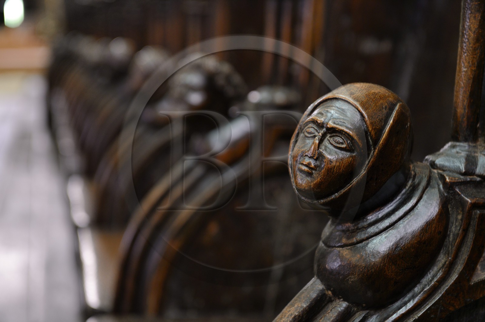 France, Ille-et-Vilaine (35), Baie du Mont-Saint-Michel, Dol-de-Bretagne, la cathédrale gothique Saint-Samson, de part et d'autre du chœur sont réparties 77 stalles datées du XIVème siècle sur deux rangs