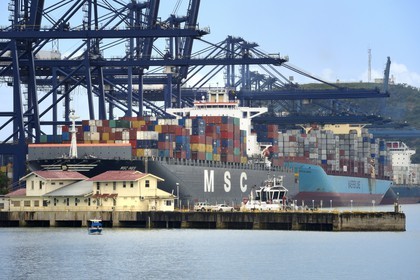 Panama, Panama City, Balboa is the port on the Pacific side of the Panama Canal welcoming cargo Panamax size