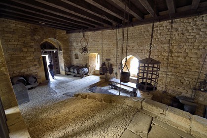 France, Dordogne, Perigord Noir, Dordogne Valley, Beynac et Cazenac, labelled Les Plus Beaux Villages de France (The Most Beautiful villages of France), the 13th century castle, the guardroom