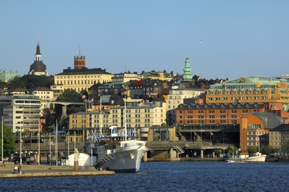 Sweden, Stockholm, Gamla Stan island (old town), ferry at the end of the island of Riddarholmen