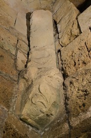 Israel, North district, Galilee, Acre (Akko), old town, listed as World Heritage by UNESCO, the Hospitaller fortress, the hall of columns also called the knights hall, fleur de Lys