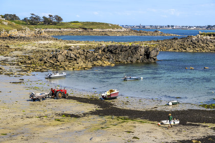 France, Finistère (29), Iles du Ponant, Ile de Batz, la plage de Porz Reter à marée basse