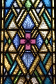 France, Allier (03), Vichy, Notre Dame des Malades (Our Lady of the Sick) church and Saint Blaise church, vitraux réalisés par les frères Mauméjean en 1933, detail